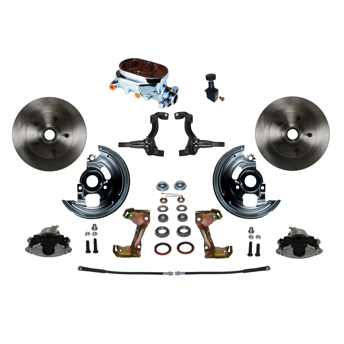LEED Brakes Manual Front Kit with Plain Rotors and Zinc Plated Calipers